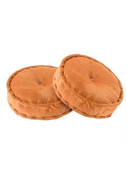 Kuber Industries - Heavy Velvet 16 Inch Chair Pad For Dining, Office & Home (Pack Of 2) Orange