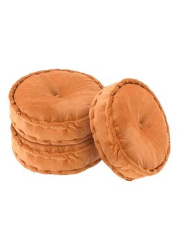 Kuber Industries - Heavy Velvet 16 Inch Chair Pad For Dining, Office & Home (Pack Of 3) Orange