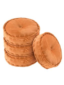 Kuber Industries - Heavy Velvet 16 Inch Chair Pad For Dining, Office & Home (Pack Of 4) Orange