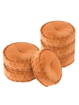 Kuber Industries - Heavy Velvet 16 Inch Chair Pad For Dining, Office & Home (Pack Of 6) Orange