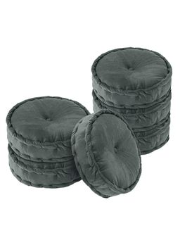 Kuber Industries - Heavy Velvet 16 Inch Chair Pad For Dining, Office & Home (Pack Of 6) Grey