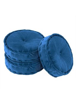 Kuber Industries - Heavy Velvet 16 Inch Chair Pad For Dining, Office & Home (Pack Of 3) Navy Blue