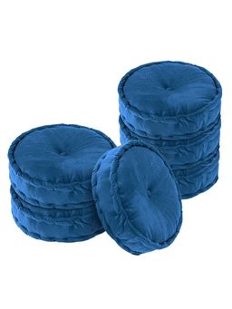 Kuber Industries - Heavy Velvet 16 Inch Chair Pad For Dining, Office & Home (Pack Of 6) Navy Blue