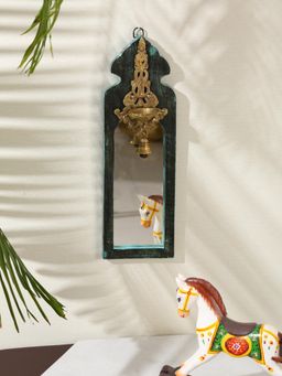 Revive Home - Distress Finish Mirror With Brass Bell Diya