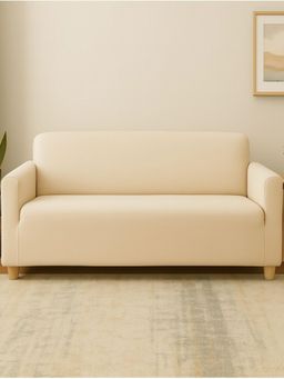 Cortina - Elastic Stretchable Universal Sofa Cover, Three Seater Cream
