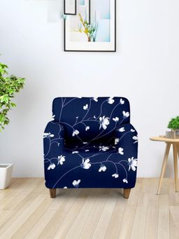 Cortina - Single Seater Polyester Stretchable Universal Sofa Cover -Navy Blue