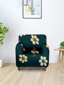 Cortina - Single Seater Polyester Stretchable Universal Sofa Cover - Dark Green Green