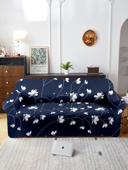 Cortina - Three Seater Polyester Stretchable Universal Sofa Cover - Navy Blue