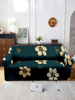 Cortina - Three Seater Polyester Stretchable Universal Sofa Cover - Dark Green Green