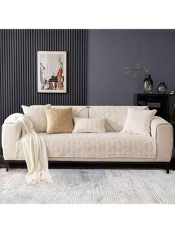 Cortina - Two Seater Chenille Sofa Cover Set With 2 Back, 1 Seat & 2 Hand Covers - Beige