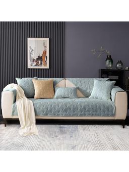 Cortina - Three Seater Chenille Sofa Cover Set With 3 Back, 1 Seat & 2 Hand Covers - Grey Grey