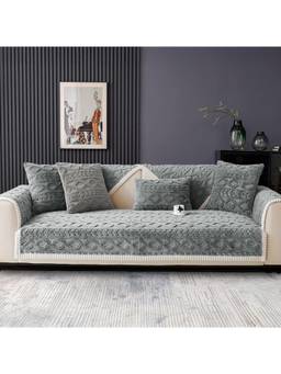 Cortina - Single Seater Chenille Sofa Cover With 1 Back, 1 Seat & 2 Hand Covers Grey