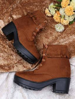 Shoetopia - Women Solid Tan Boots