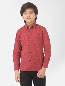 CRIMSOUNE CLUB - Boy Maroon Floral Printed Shirt