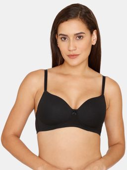 Zivame - Beautiful Basics Padded Non Wired 3-4Th Coverage T-Shirt Bra - Anthracite - Black