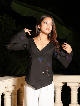 NISHORAMA - Black Arna Bell Sleeved Top