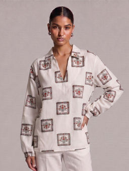 NISHORAMA - Off White Omira Sleeved Top
