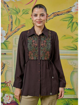 Lakshita - Meher Plum Brown Thread Embroidered Shirt