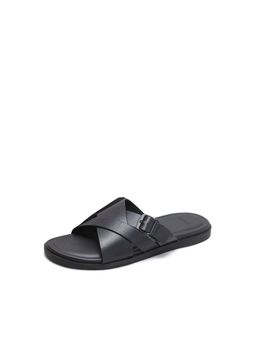 Rare Rabbit - Men Eli Black Leather Sandals