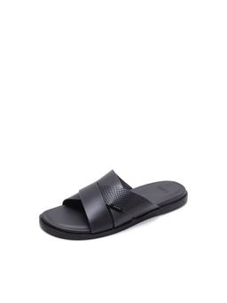 Rare Rabbit - Men Groove Black Leather Sandals