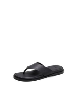 Rare Rabbit - Men Tong Black Leather Flipflops
