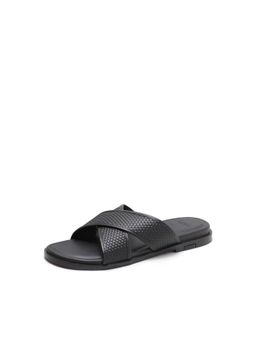 Rare Rabbit - Men Trev Black Leather Sandals