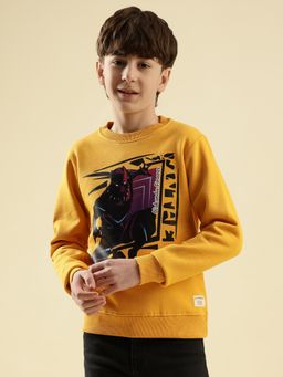 Lil Tomatoes - Boys Mustard Graphic Cotton Fleece Sweatshirt