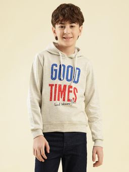 Lil Tomatoes - Boys Grey Typography Cotton Fleece Hoodie