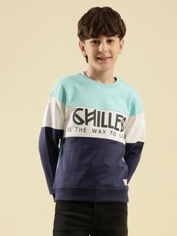 Lil Tomatoes - Boys Blue Typography Cotton Fleece Sweatshirt