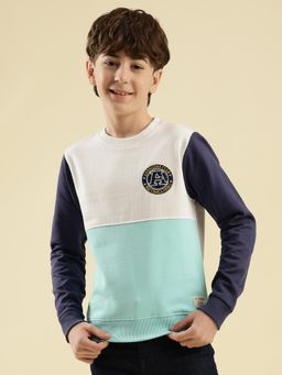 Lil Tomatoes - Boys Blue Typography Cotton Fleece Sweatshirt