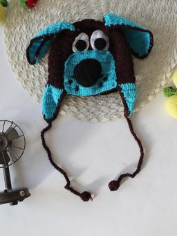 Woonie - Brown Crochet Dog Face Detailed Beanie