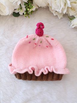 Woonie - Pink Handmade Cupcake with Cherry On Top Hat