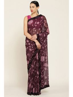 Soch - Women Purple Printed Saree without Blouse