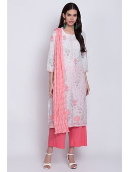 Biba - Pink Cotton Solid Dupatta
