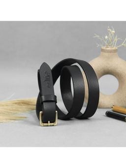 Celtic - Women Leather Black Waist Accessory Brass Buckle Belt