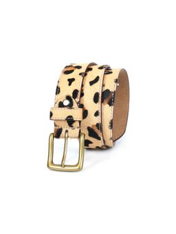 Celtic - Unisex Leopard Print Gold Buckle Leather Belt