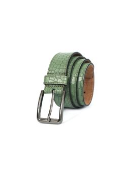 Celtic - Men Mint Green Crocodile Texture Leather Belt