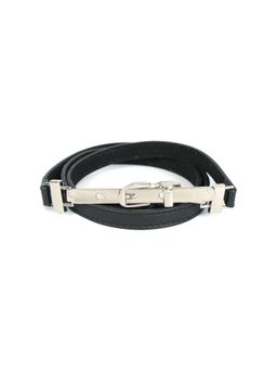 Celtic - Women Slim Black Adjustable Leather Belt