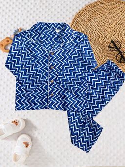 The Natkhat Tales - Blue Kids Cotton Quality Sleepwear Shirt with Pyjama