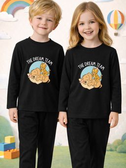 The Natkhat Tales - Black Kids Cotton Comfort Sleepwear T-Shirt with Pyjama