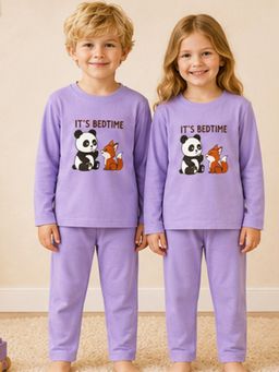 The Natkhat Tales - Purple Kids Cotton Premium Sleepwear T-Shirt with Pyjama