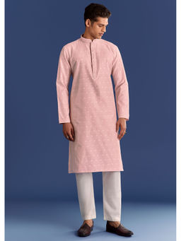 KALKI FASHION - Pink Banaras Jacquard Print Kurta and Pant (Set of 2)