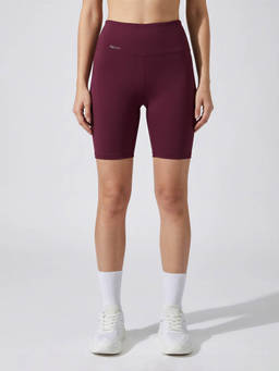 Fitkin - Womens Wine High-Rise Super Soft Cycling Shorts, Biker Shorts with Inner Waist Pocket
