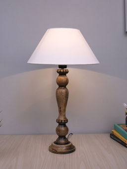 Homesake - Polka Wood Table Lamp Distressed Antique White Cone