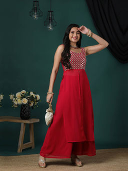 Globus - Pink Sequinned Kurta and Palazzo (Set of 2)