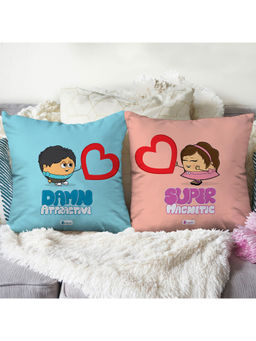 Indigifts - Satin Love Square Pillow Cushion Combo with Filler (12X12 Inches)