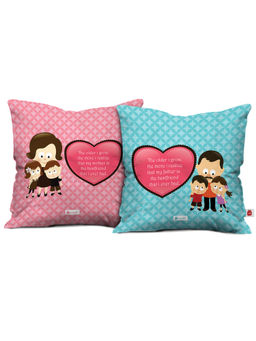 Indigifts - Gift Mom & Dad Are My Best Friend Cushion Cover with Filler Set of 2 (12X12 Inches)