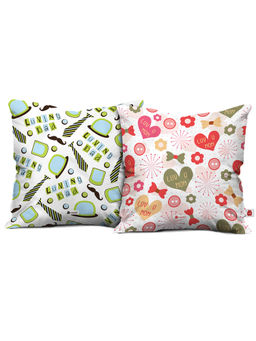 Indigifts - Love You Mom & Loving Dad Multi Cushion Cover with Filler Set of 2 (12X12 Inches)