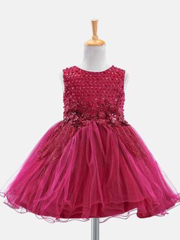 Mark & Mia - Sleeveless Sequins with Corsage Party Dress - Maroon
