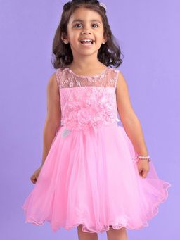 Mark & Mia - Sleeveless Floral Applique Dress - Pink